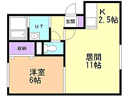 ジュピター白石中央1 1LDKの間取図画像