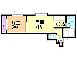 シティリバー2 1LDKの間取図画像