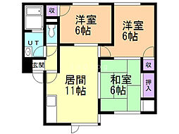 グレースハイツ米里 3LDKの間取図画像