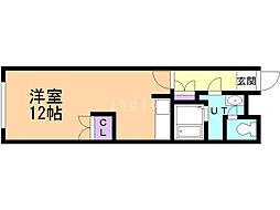 クラリス菊水3 ワンルームの間取図画像