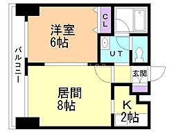 フランセジュール豊平3条 1LDKの間取図画像