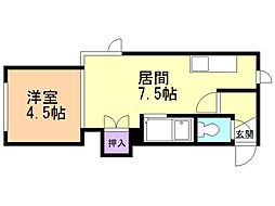 パルコート南郷18 1DKの間取図画像