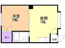 パール1ミカエルマンション 1DKの間取図画像