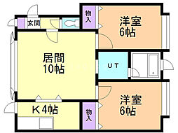 サンシャイニー 2LDKの間取図画像