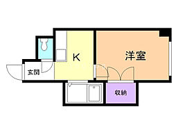 コスモス菊水 1Kの間取図画像