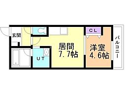 札幌市営東西線 菊水駅 徒歩4分の賃貸マンション 1階1DKの間取り