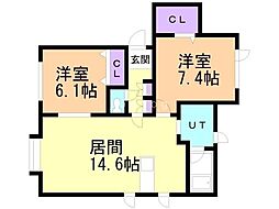 シレンハイム 2LDKの間取図画像