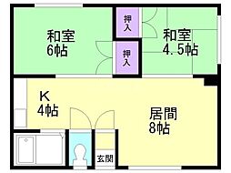 リフレ石川2 2LDKの間取図画像
