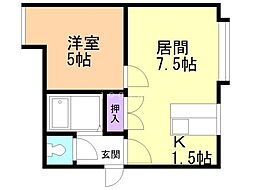 MMハイツ2 1LDKの間取図画像