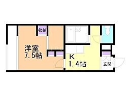 レオパレス大樹 1Kの間取図画像