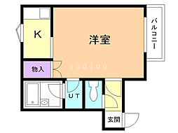 グランドール菊水 3階1Kの間取り