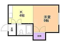リバーサイド菊水 1Kの間取図画像