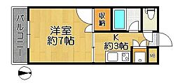メゾン伊藤 1Kの間取図画像