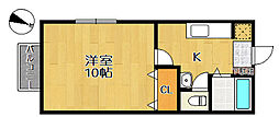 KRクレスト苦竹 1Kの間取図画像