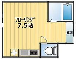 山戸ビル ワンルームの間取図画像
