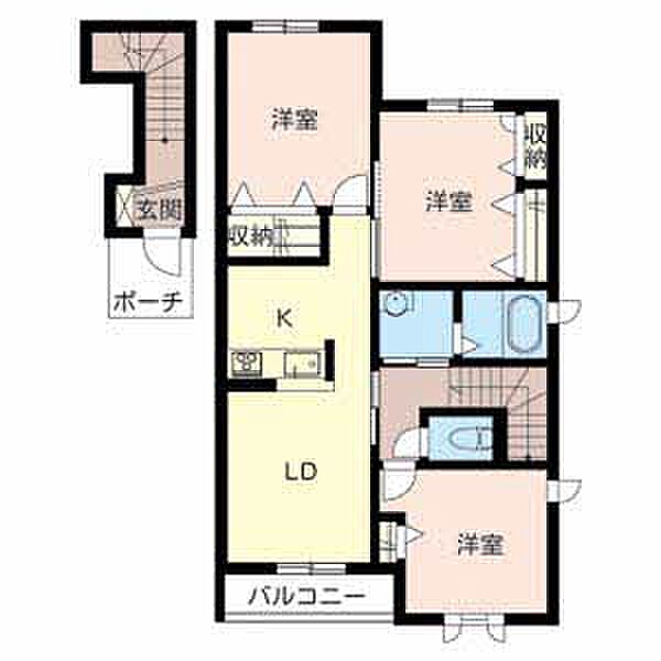 シャーメゾン南条Ｂ棟 203｜兵庫県姫路市南条1丁目(賃貸アパート3LDK・2階・73.95㎡)の写真 その2