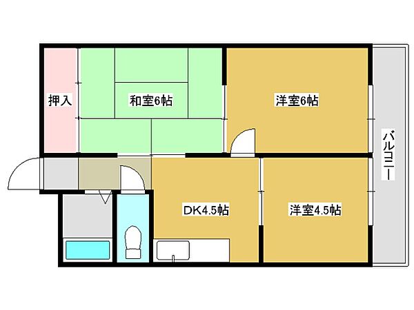 東加古川ハイツ 302｜兵庫県加古川市平岡町新在家3丁目(賃貸アパート3DK・3階・44.00㎡)の写真 その2