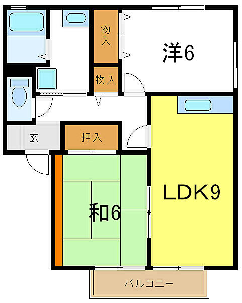 クレールハイム A202｜兵庫県加古川市西神吉町岸(賃貸アパート2LDK・2階・55.44㎡)の写真 その2