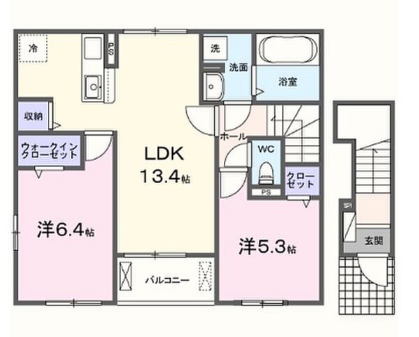 フローリッシュ・メゾン　中野田 201｜兵庫県姫路市飾磨区中野田4丁目(賃貸アパート2LDK・2階・59.16㎡)の写真 その2