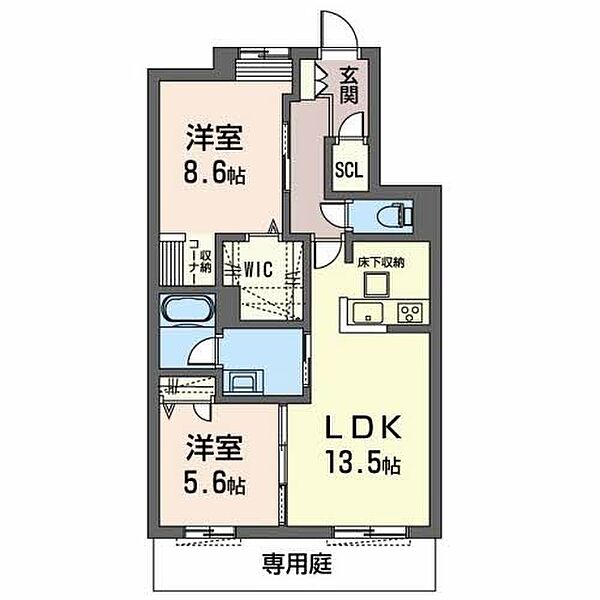 オカバ姫路青山シャーメゾンＡ 103｜兵庫県姫路市青山西1丁目(賃貸マンション2LDK・1階・66.02㎡)の写真 その2