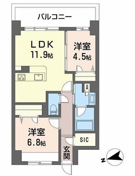 ケイマン 1106｜兵庫県姫路市東延末1丁目(賃貸マンション2LDK・11階・57.06㎡)の写真 その2