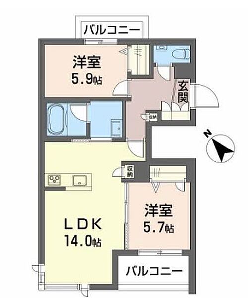 シャーメゾンガーデンズ高丸 301｜兵庫県神戸市垂水区高丸1丁目(賃貸マンション2LDK・3階・60.94㎡)の写真 その2