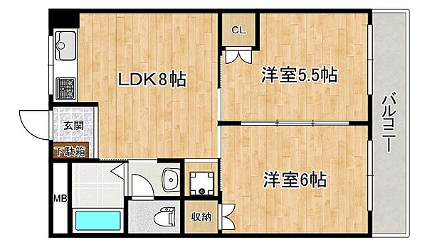 田中マンション 206｜兵庫県神戸市東灘区岡本2丁目(賃貸マンション2LDK・2階・41.00㎡)の写真 その2