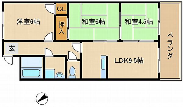 兵庫県加古川市加古川町平野(賃貸マンション3LDK・2階・59.79㎡)の写真 その2