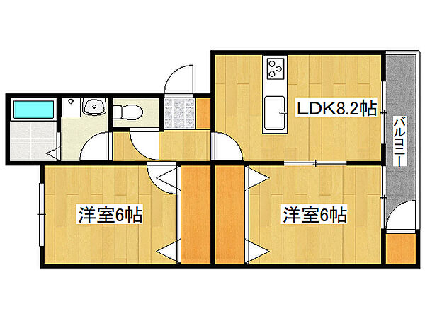 兵庫県神戸市垂水区塩屋台1丁目(賃貸マンション2DK・2階・54.30㎡)の写真 その2
