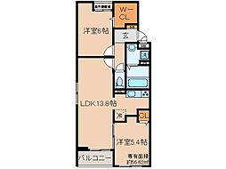 近鉄京都線 大久保駅 バス10分 久御山団地下車 徒歩5分の賃貸アパート 3階2LDKの間取り
