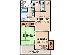 メモリアルマンション 2LDKの間取図画像