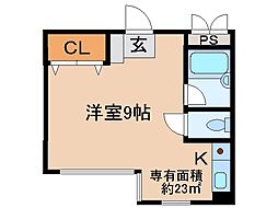 フラット717 ワンルームの間取図画像