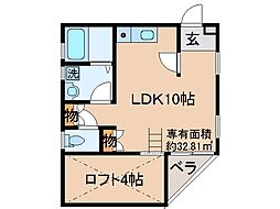 近鉄京都線 小倉駅 徒歩2分の賃貸アパート 1階ワンルームの間取り