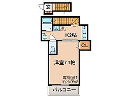 グランパレスCoCo 1Kの間取図画像