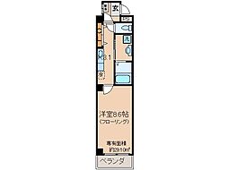 ドムスタレイア石田大受 1Kの間取図画像