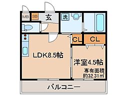KTIレジデンス寺田 1LDKの間取図画像