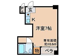 椥辻HSビル ワンルームの間取図画像