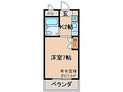 ジュネス神楽田 1Kの間取図画像