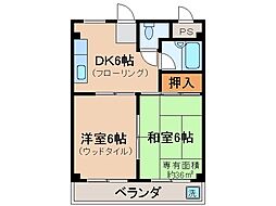 アメニティ醍醐 2DKの間取図画像