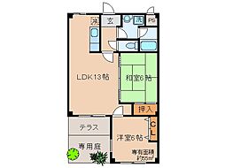 ル・アーヴル村井 2LDKの間取図画像