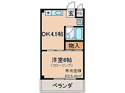 ツーエイトフォービル 1DKの間取図画像