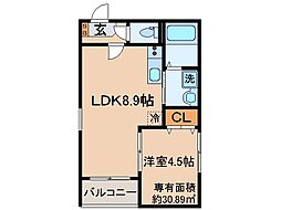 グラン雁金町 1LDKの間取図画像