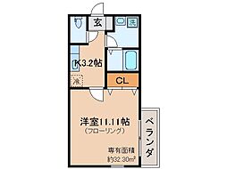 マーベラス椥辻 1Kの間取図画像