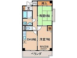 トーシンハイツ桃山 2DKの間取図画像