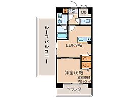 コンフォーレ栗栖野 1LDKの間取図画像
