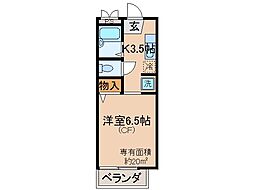 アテッサ京都B 1Kの間取図画像