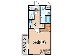 ブランドールO&A 1Kの間取図画像