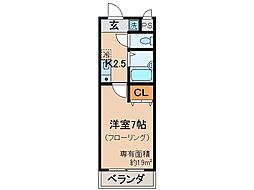 エクセレント秋桜 1Kの間取図画像