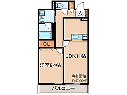 パインフィールド東野 1LDKの間取図画像
