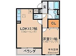 アビタシオン2 1LDKの間取図画像